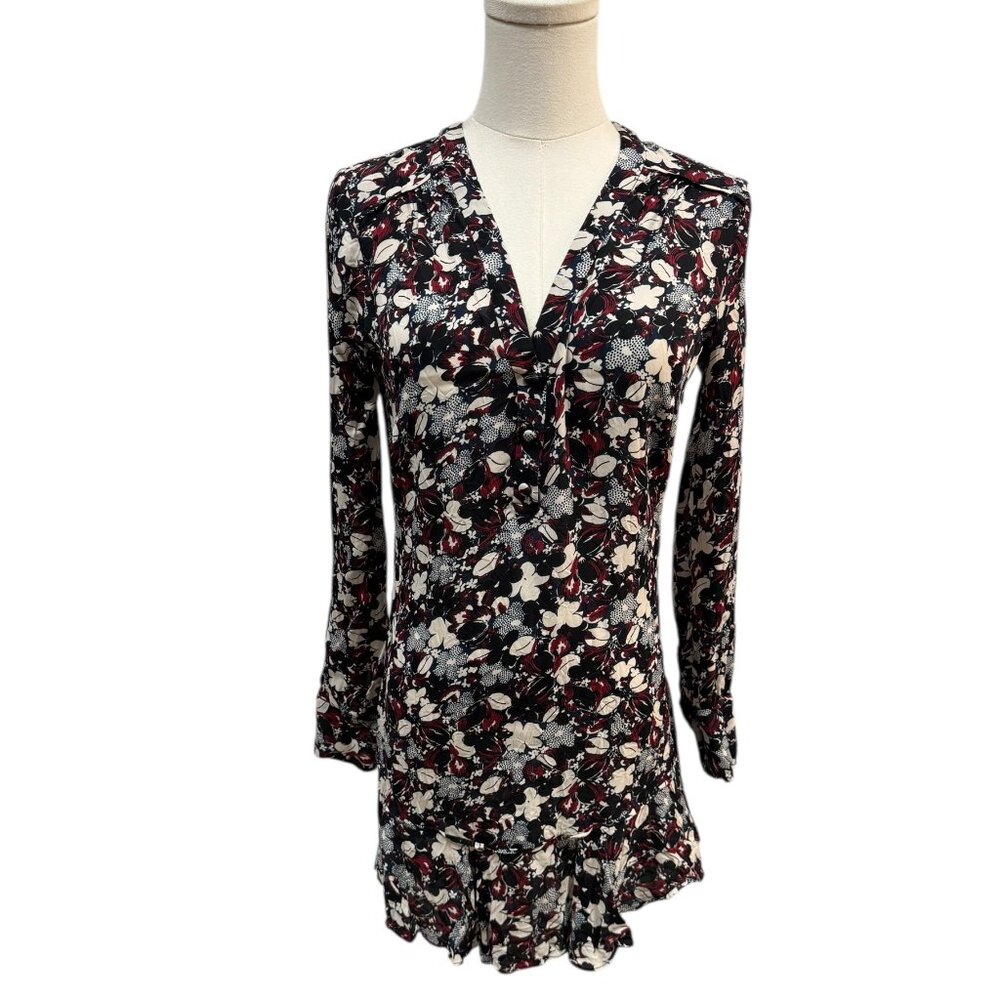 Veronica Beard 100% Silk Floral Long Sleeve Dress Size 2 - Euc